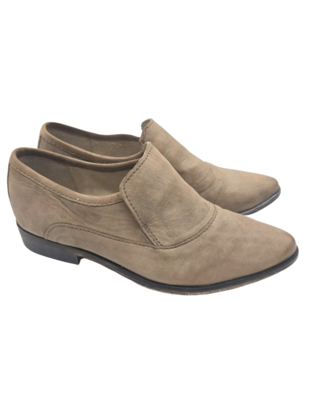 Free People Shoes Size 6.5 / 37.5 Brady Brown Nubuck Leather Loafers‎